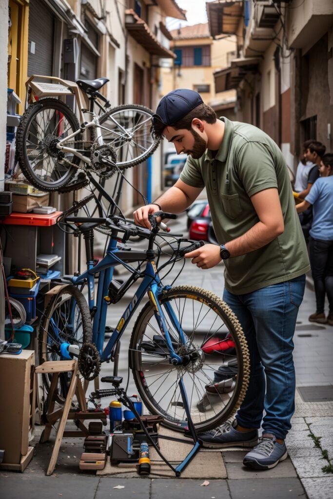 mantenimiento bici en la calle